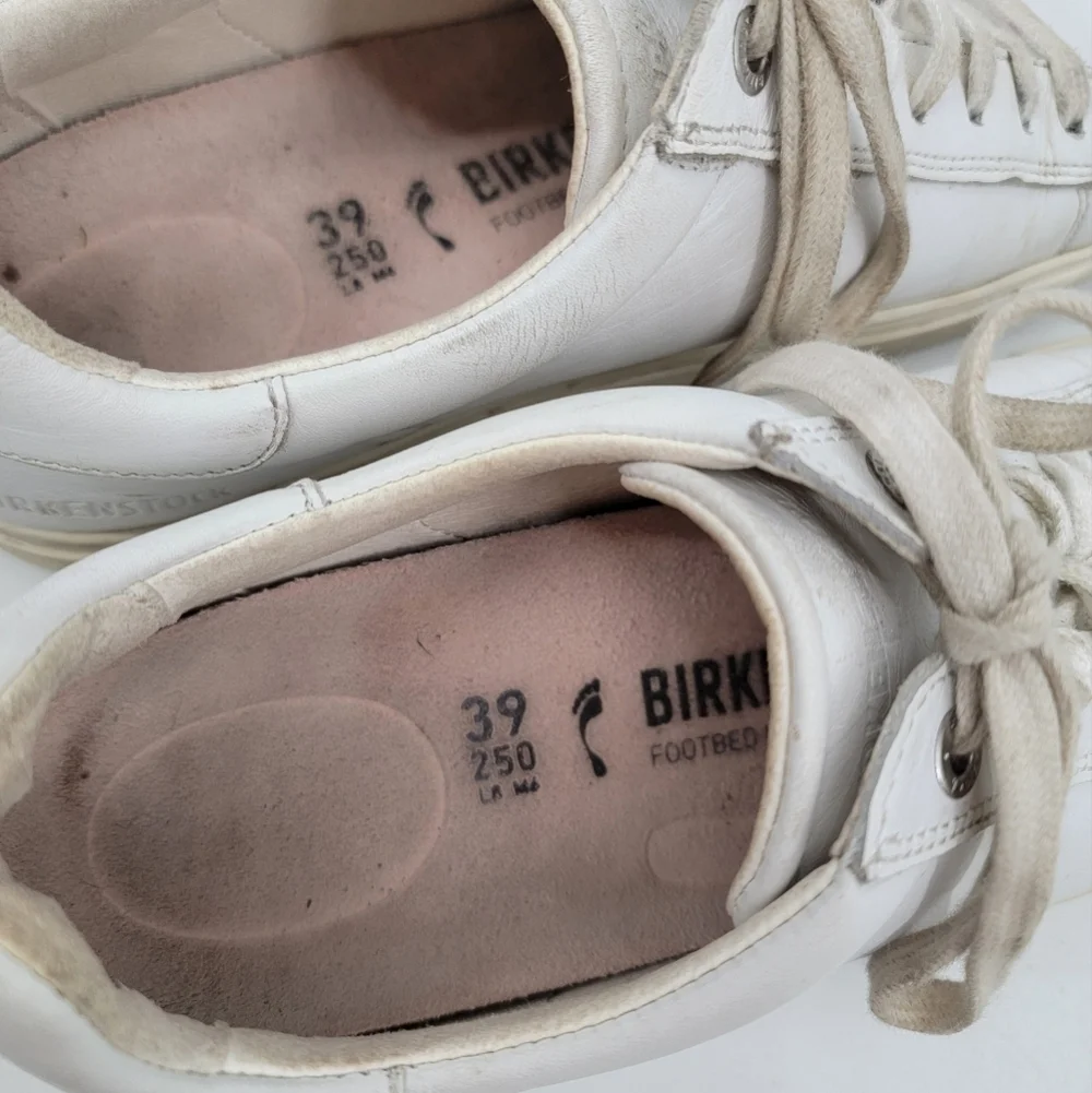 Birkenstock Bend Low Sneakers Size EU 39 White Leather Tennis Shoes